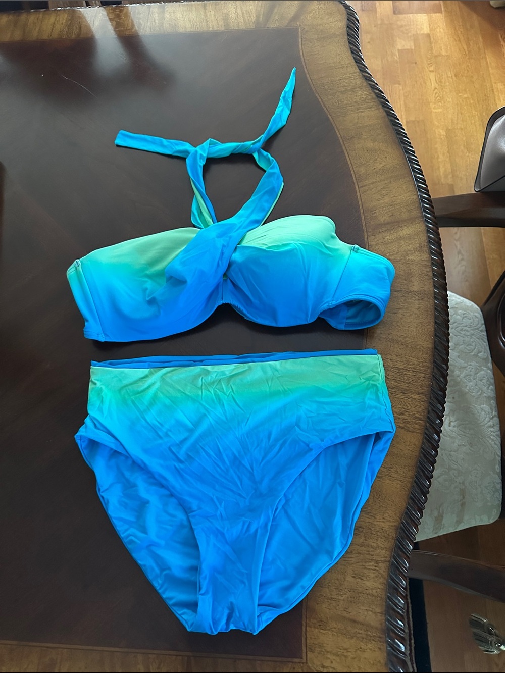 Coco Reef Blue Green Ombre Two-Piece Swimsuit